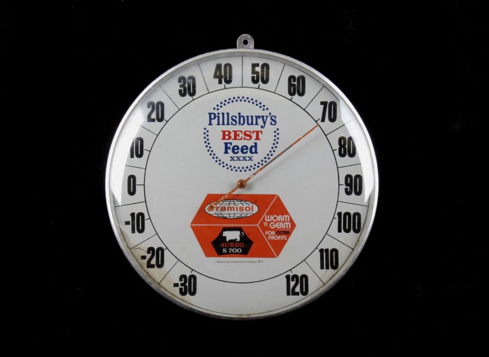 Appraisal: Pillsbury Best Feed Bubble Glass Thermometer Offered in this lot