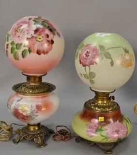 Appraisal: Two Victorian Gone with the Wind lamps one as is