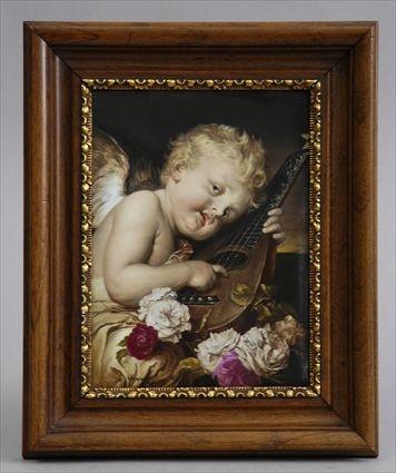 Appraisal: KPM PORCELAIN PLAQUE CHERUB PLAYING A MANDOLIN Inscribed Vienna lower