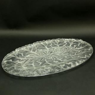 Appraisal: Lalique Oak Leaf Frosted Crystal Platter Tray Signed Lalique France