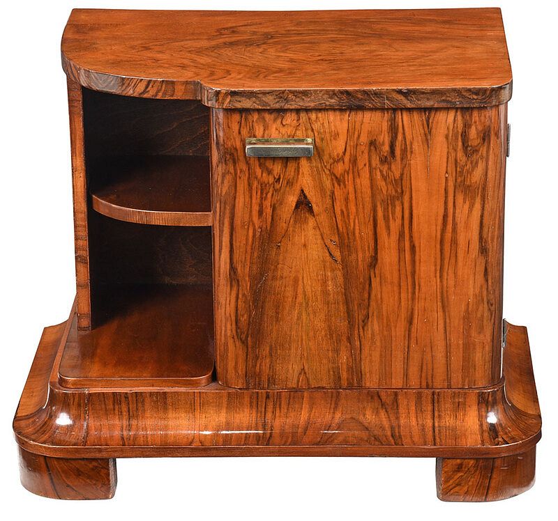 Appraisal: Art Deco Figured Walnut Bedside Cabinet circa s figured veneers