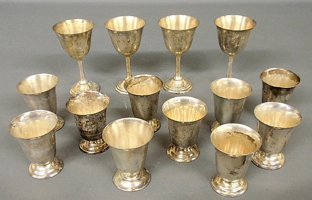 Appraisal: - Set of ten sterling silver cups h and four