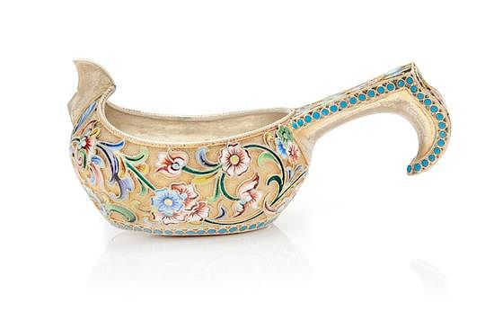 Appraisal: A Russian Silver-Gilt and Enamel Kovsh Mark of the th