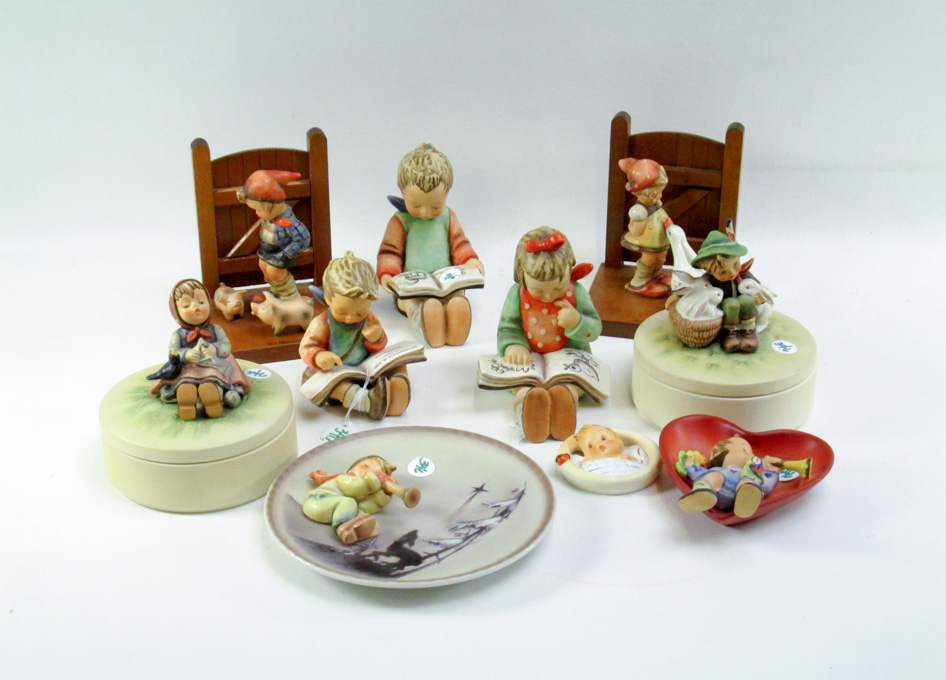 Appraisal: THIRTEEN ASSORTED HUMMEL PORCELAINS trademarks from to TM- to TM-