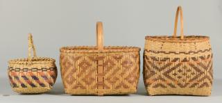 Appraisal: Cherokee Rivercane Carrying Baskets st item Native American Cherokee rivercane