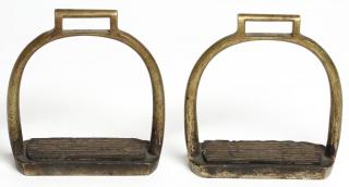 Appraisal: US Cavalry Rock Island Arsenal Brass Stirrups Militaria the undersides