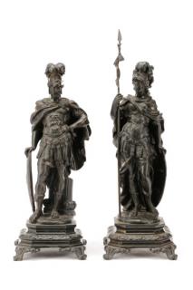 Appraisal: French School Athena and Zeus Bronze French School late th