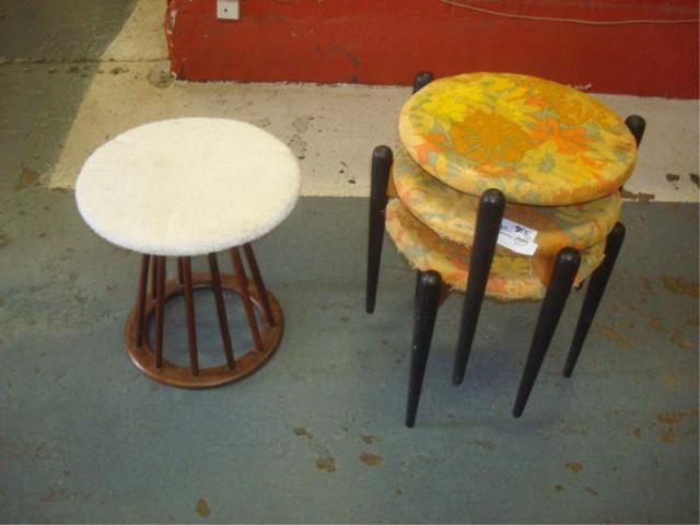 Appraisal: Lot of Midcentury Stools As is From a Greenwich location