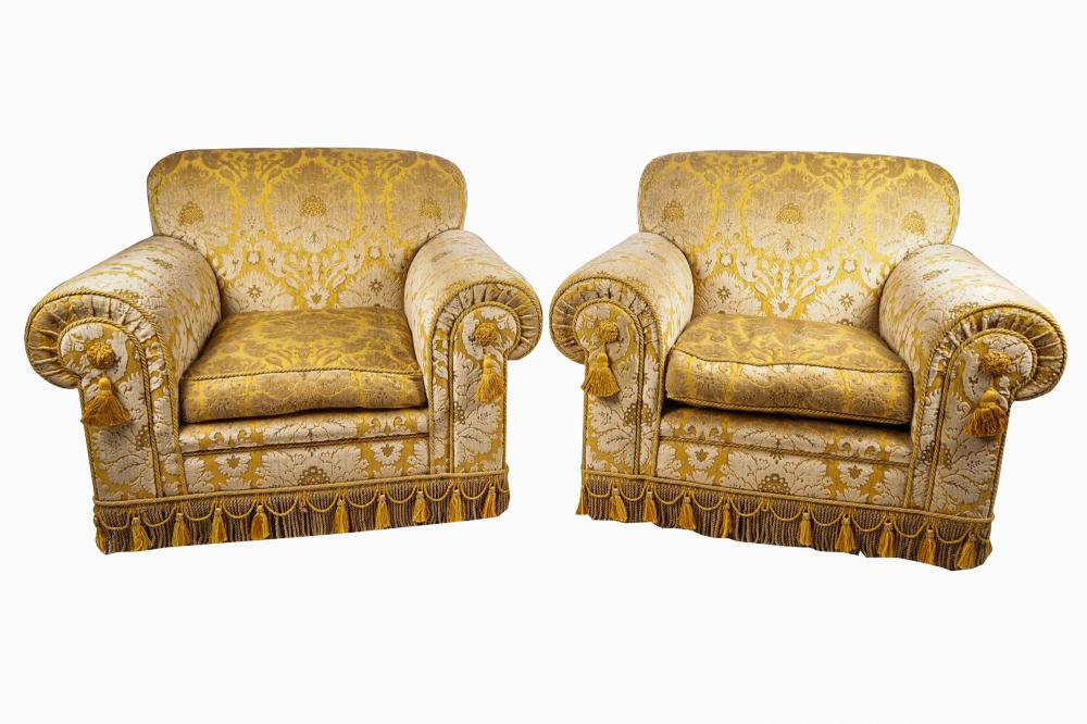 Appraisal: PAIR OF GRUPPO ITALIA OVERSIZED CLUB CHAIRSwith label underside covered