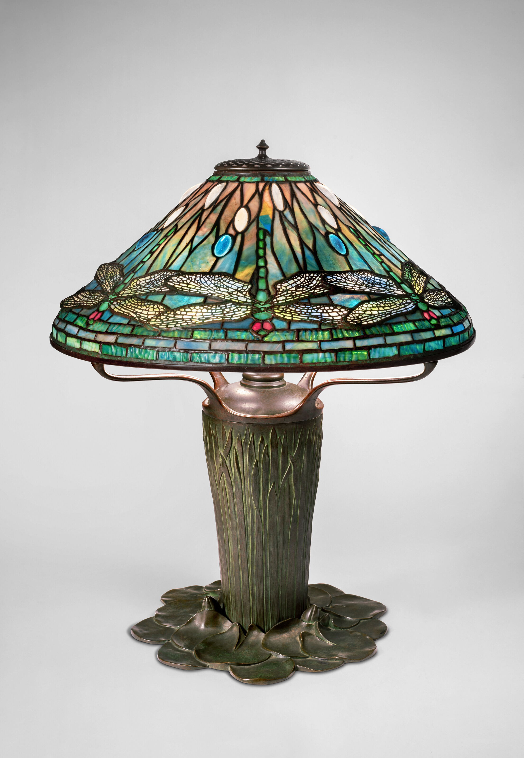 Appraisal: TIFFANY STUDIOS 'Dragonfly' Table Lamp circa with a rare 'Cattail