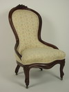 Appraisal: SLIPPER CHAIR - Circa - walnut framed upholstered lady's slipper