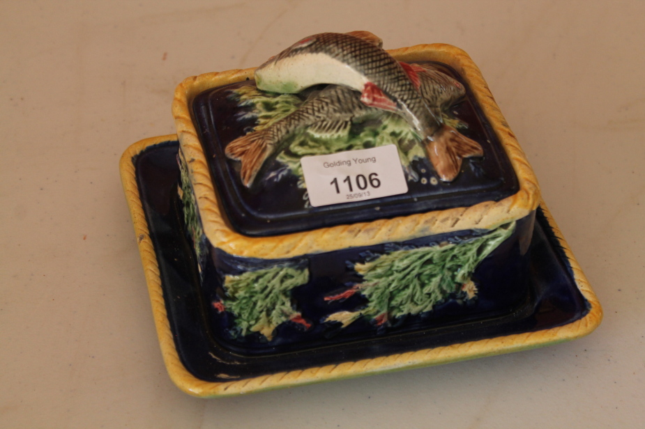 Appraisal: A Majolica sardine dish and cover af