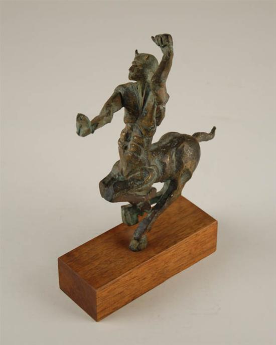 Appraisal: Jagger Galloping Centaur Bronze Sculpture on wood base signed Jagger