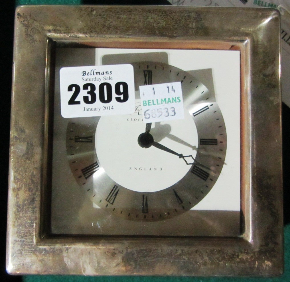 Appraisal: A silver mounted square mantel clock