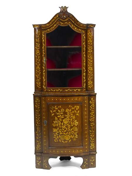 Appraisal: A th century Dutch walnut and floral marquetry corner cabinet