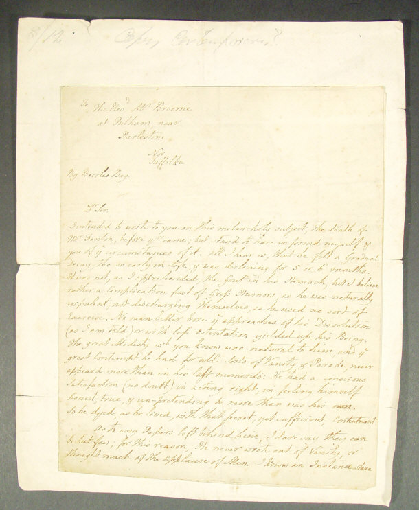 Appraisal: th century contemporary copy of a letter by Alexander Pope