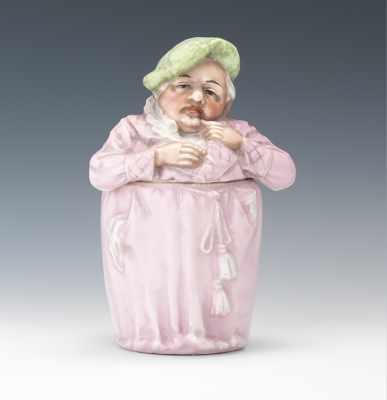 Appraisal: Porcelain Figural Tobacco Humidor Unmarked porcelain figure of a robbed