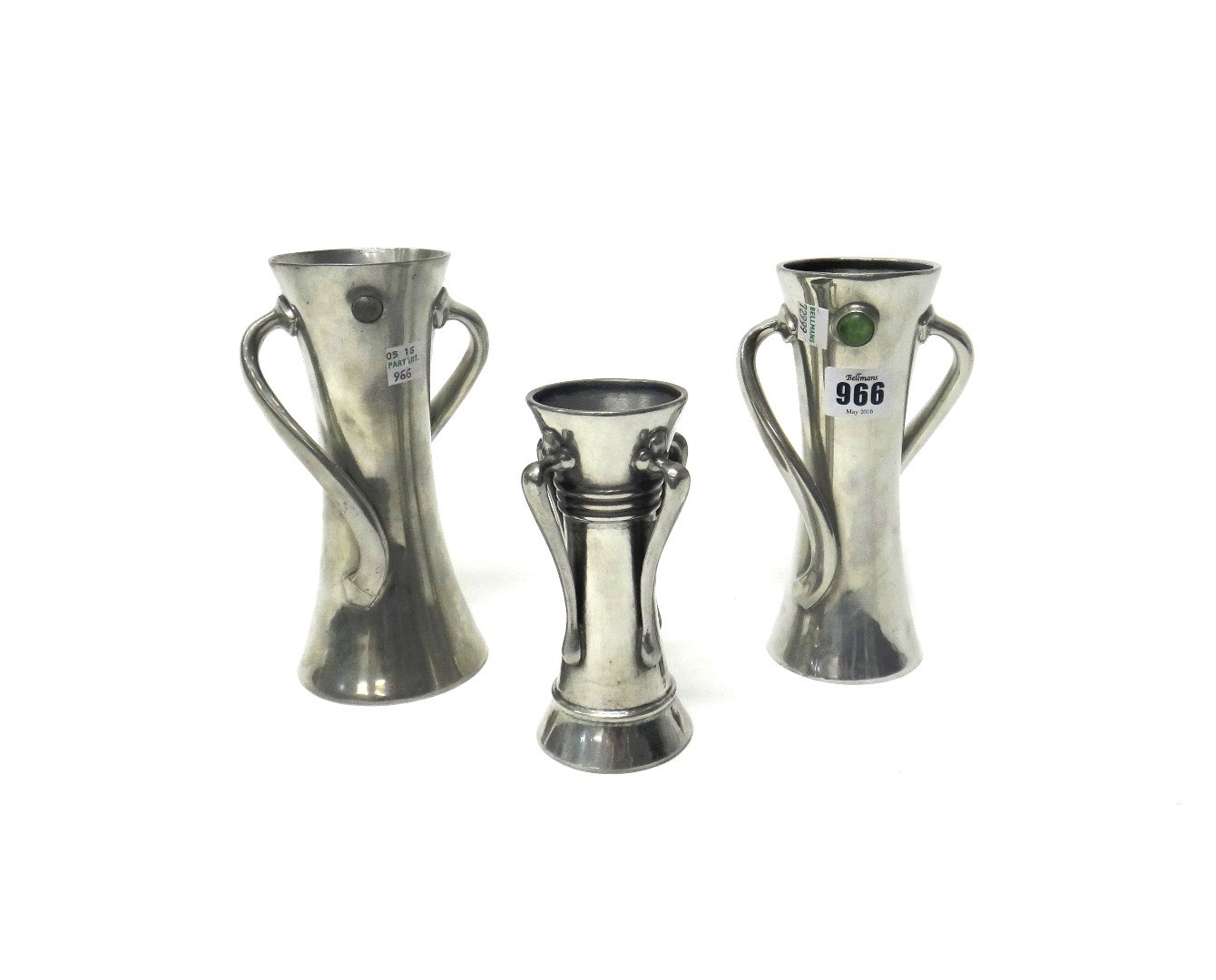 Appraisal: Two Liberty Co Tudric pewter vases of twisted two handled