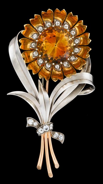 Appraisal: karat white yellow and rose gold citrine and diamond 'flower'