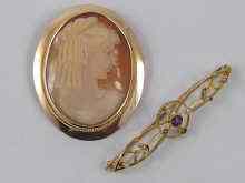 Appraisal: A Swedish hallmarked carat gold carved shell cameo brooch approx