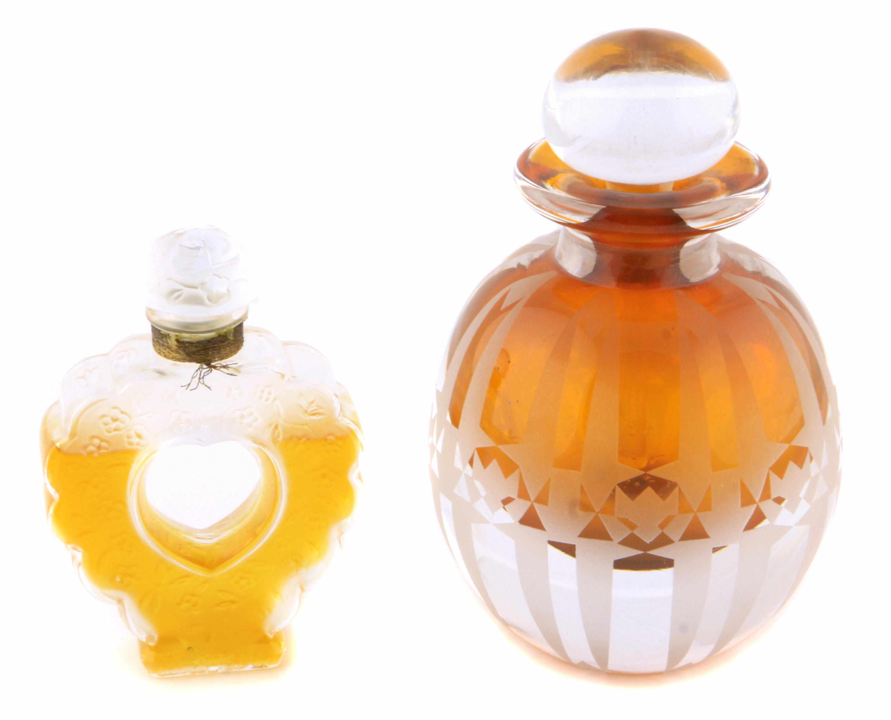 Appraisal: Two Lalique glass scent bottles and a powder box together