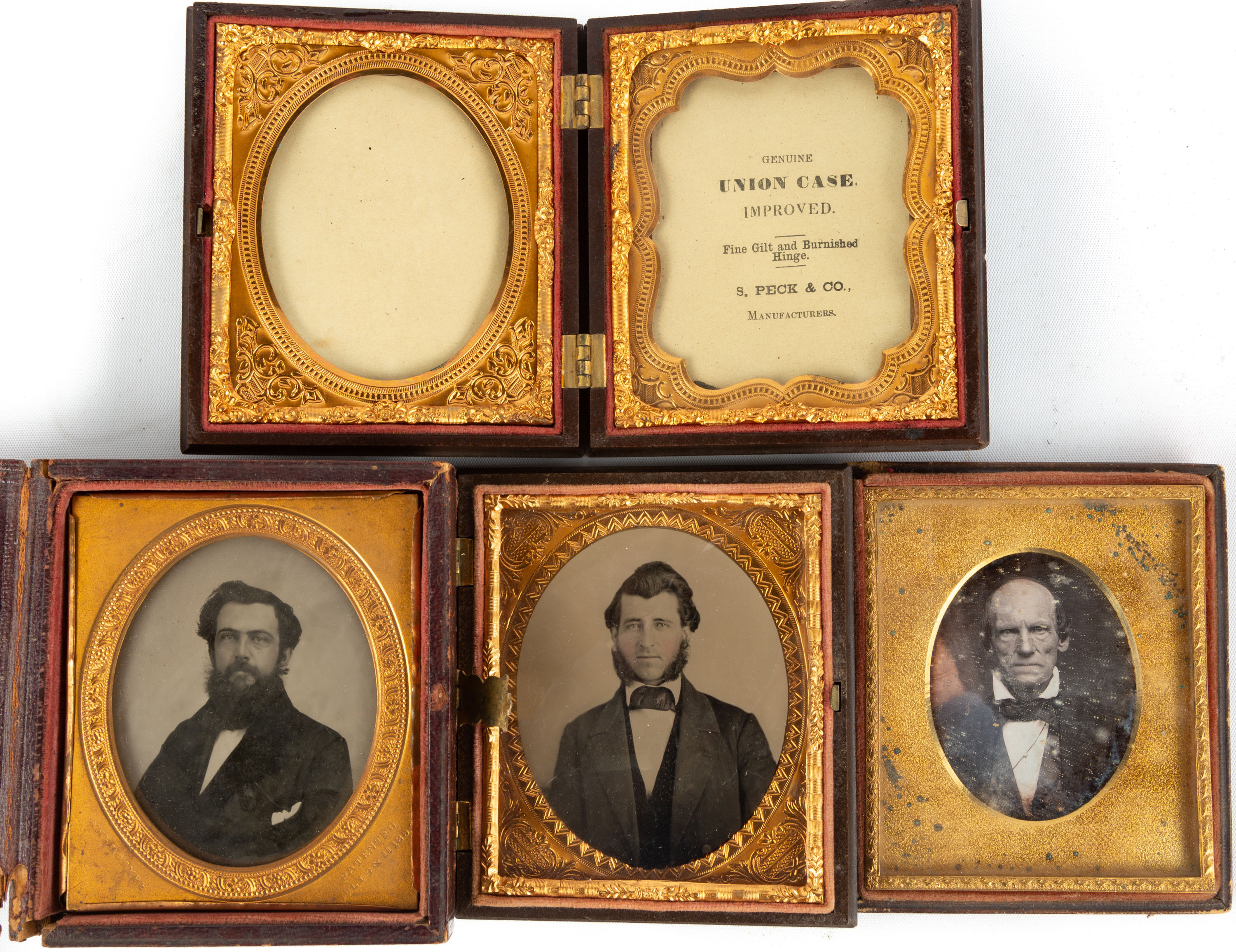 Appraisal: AMBROTYPE TINTYPE AND DAGUERREOTYPE ETC With a union gutta-percha case