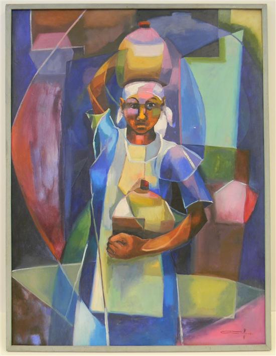 Appraisal: Diedonne Cedor Haitian - oil on canvas ''Abstract Woman ''