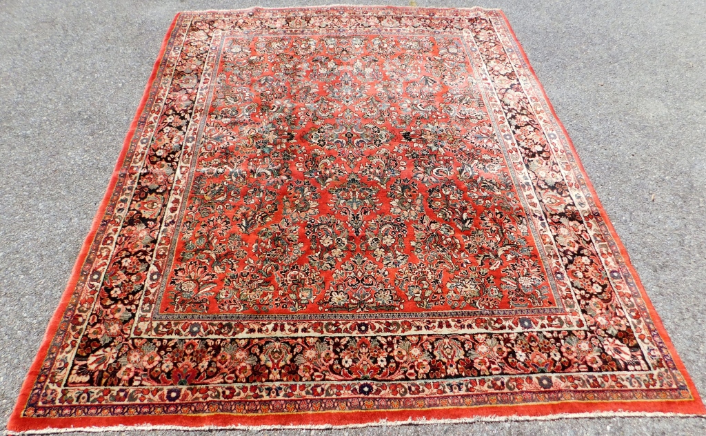 Appraisal: RED SAROUK RUG Middle East th CenturyBrown blue tan and