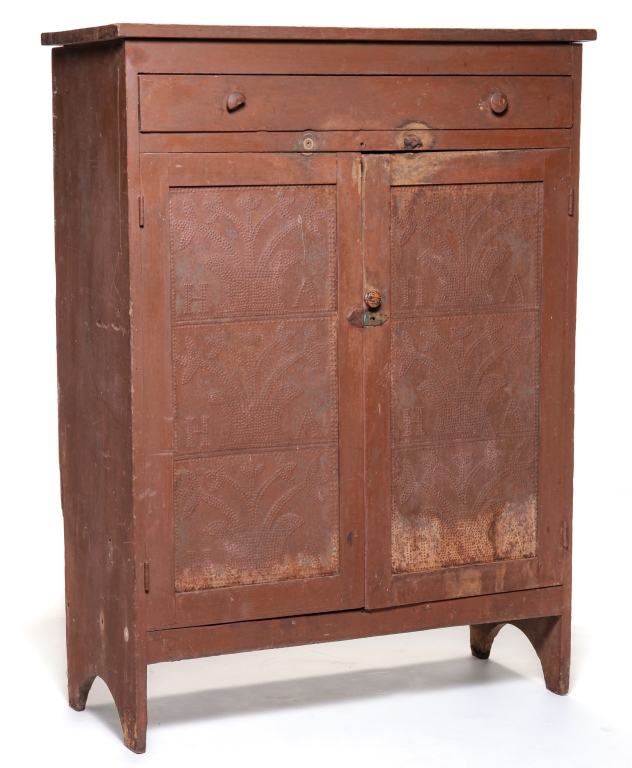 Appraisal: AMERICAN COUNTRY PAINTED PIE SAFE Second quarter th century poplar