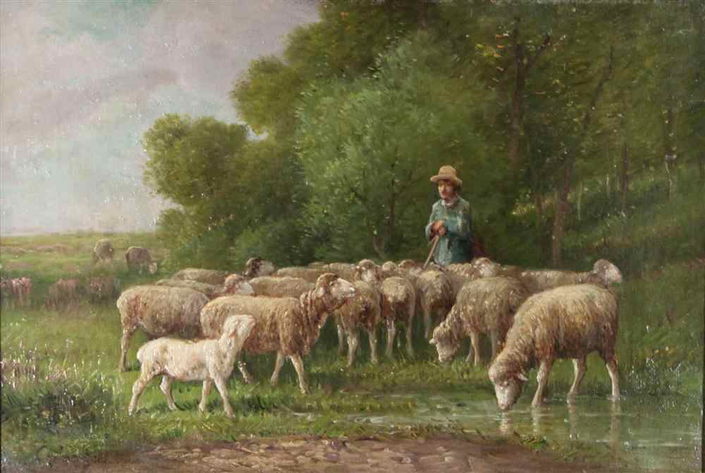 Appraisal: STYLE OF CHARLES EMILE JACQUE FRENCH - SHEPHERD AND SHEEP