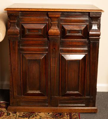 Appraisal: A th Century oak spice chest fitted an arrangement of