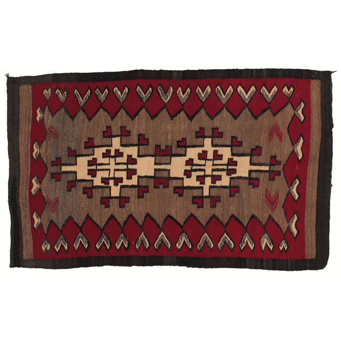 Appraisal: Navajo rug geometric design in red and cream on a