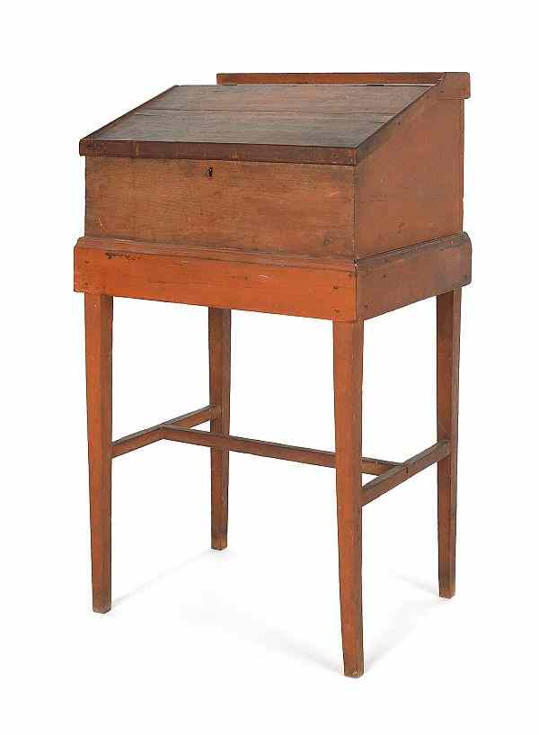 Appraisal: Pennsylvania painted pine work desk on stand th c h