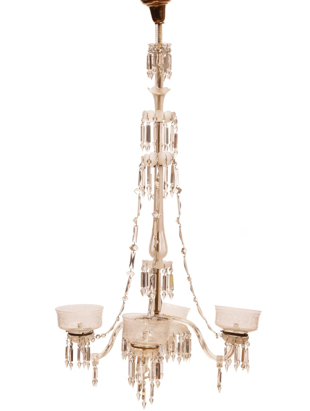 Appraisal: American Cut Crystal Four-Light Gasolier vasiform standard h in dia