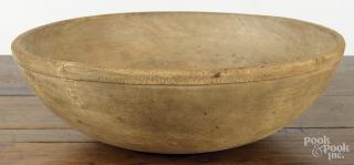 Appraisal: Large turned wooden bowl th c '' h '' dia