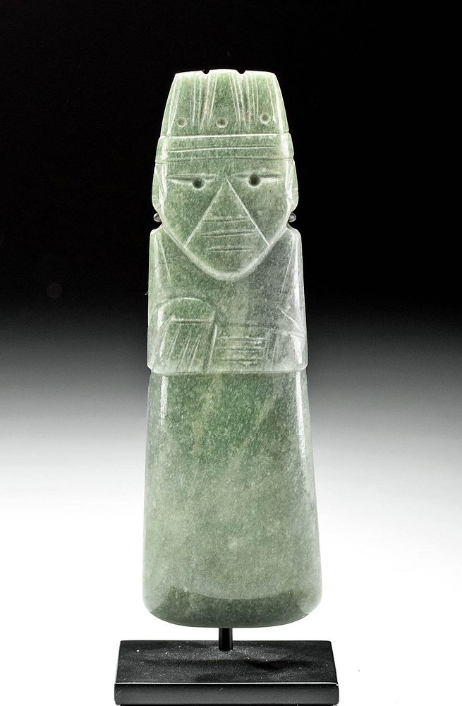 Appraisal: Costa Rican Jade Anthropomorphic Celt Pre-Columbian Costa Rica Guanacaste Nicoya