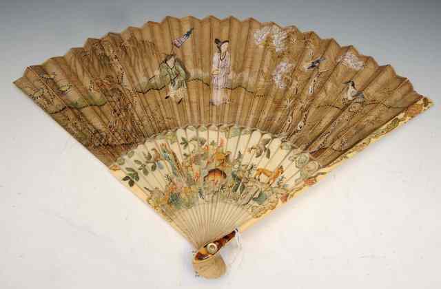 Appraisal: A CHINESE LATE TH EARLY TH CENTURY FAN with painted