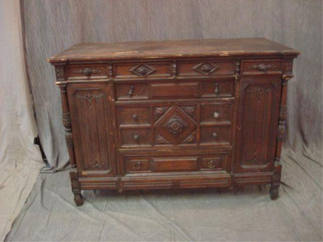 Appraisal: Victorian Oak Door Multi Drawer Cabinet As is From a