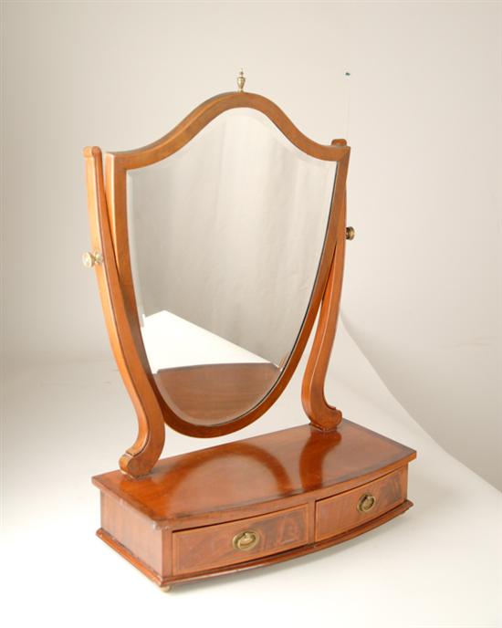 Appraisal: An English Georgian Mahogany Shaving Mirror with oak secondary having