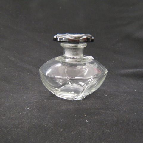 Appraisal: French Art Glass Perfume Bottle black floral stopper on clear