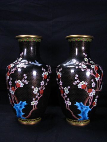 Appraisal: Pair of Cloisionne Vases inches tall depicting bird butterfly and