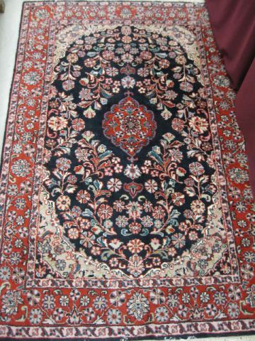 Appraisal: Kashan Persian Handmade Rug central medallion floral surround indigo field