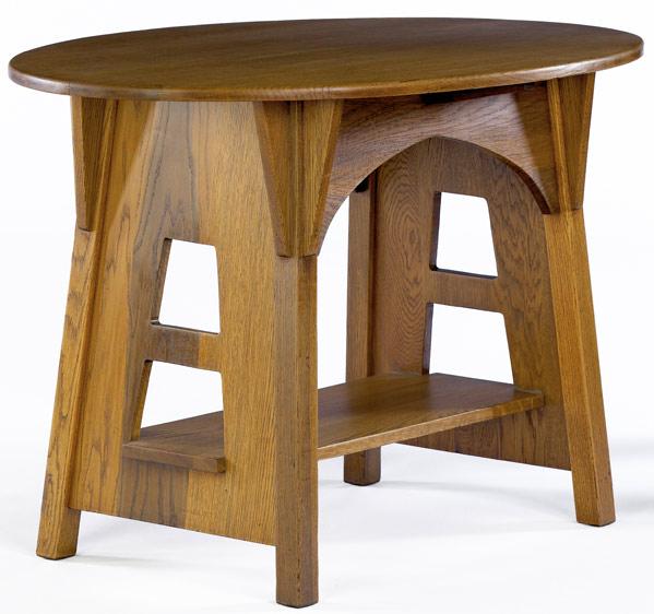 Appraisal: LIMBERT Library table no with oval top and cut-out plank