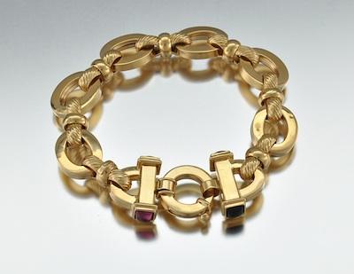 Appraisal: An Italian Gold and Tourmaline Bracelet k yellow gold bracelet