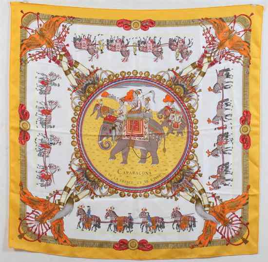 Appraisal: HERM S SILK SCARF ''Capara ons de la France et