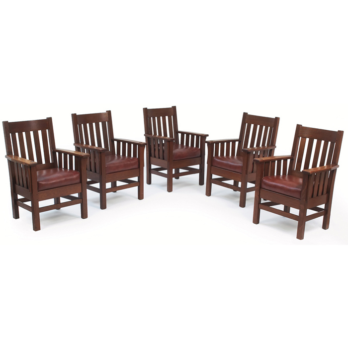 Appraisal: Good J M Young armchairs set of five five vertical