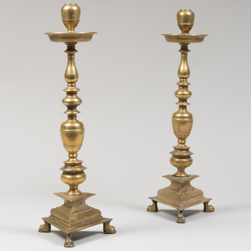 Appraisal: Pair of Italian Baroque Style Bronze Candlesticks x x in