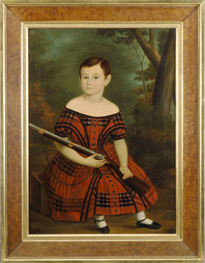 Appraisal: PORTRAIT OF A YOUNG BOY IN TARTAN HOLDING A RIFLE