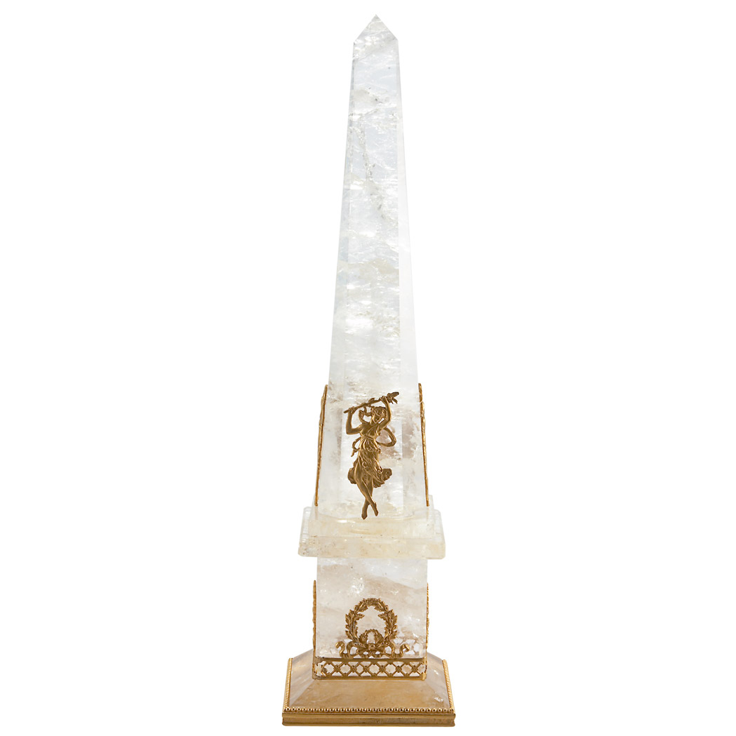 Appraisal: Louis XVI Style Gilt-Metal Mounted Rock Crystal Obelisk Decorated with