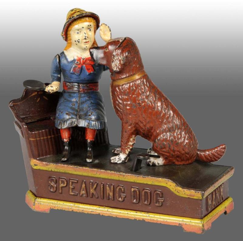 Appraisal: Cast Iron Speaking Dog Mechanical Bank Description Manufactured by Shepard